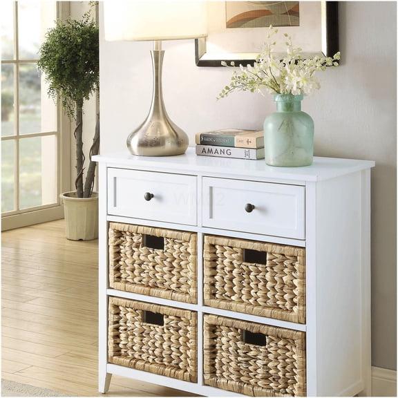 White Modern Console Cabinet with Drawers, Storage Organizer Sofa Table for Entryway, Living Room