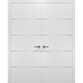 thumbnail image 1 of White Modern French Doors 64x80 with Strips, 1 of 5