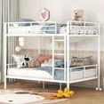 White Modern Full Over Full Metal Bunk Bed with Sturdy Frame and Safety
