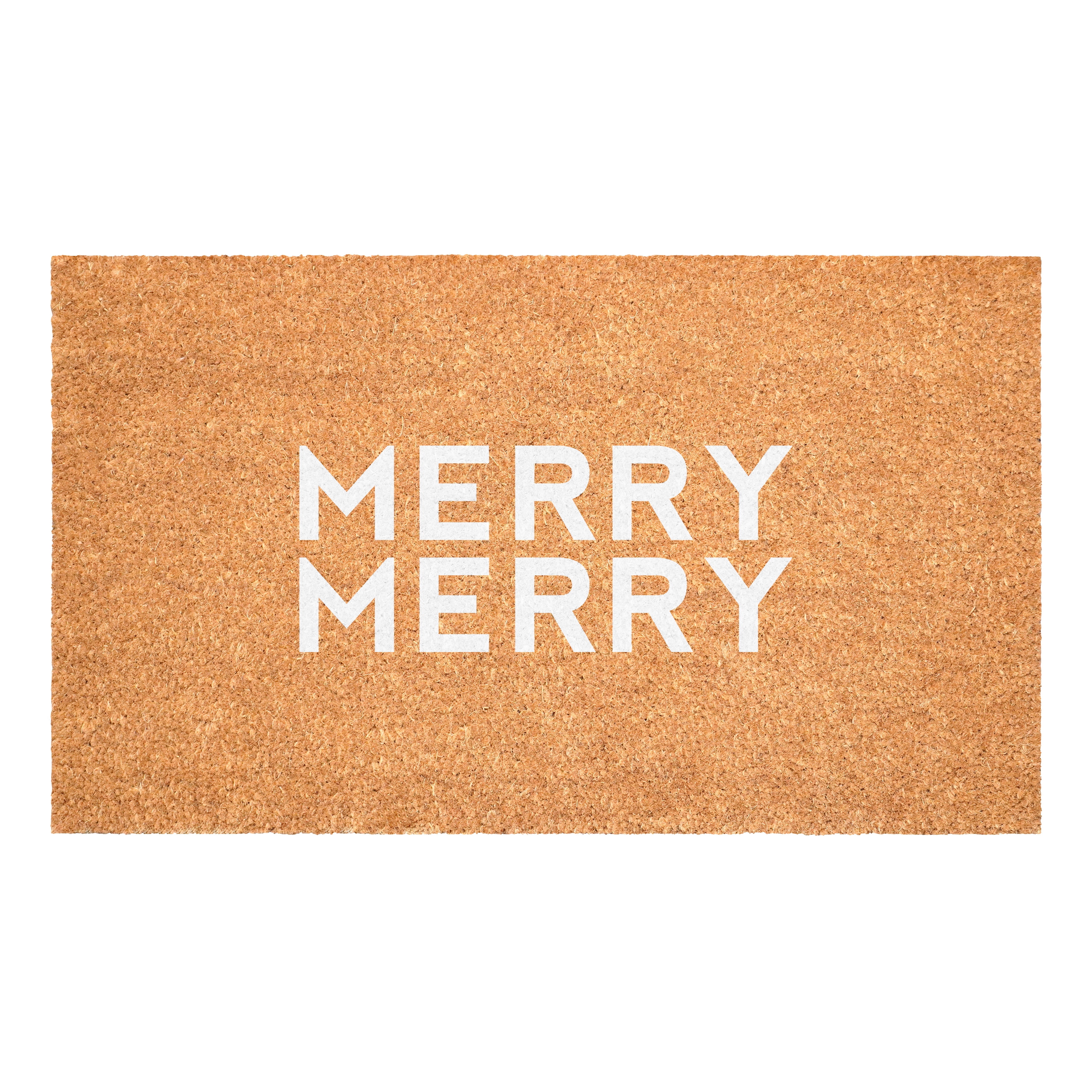 White Modern Merry Doormat 24" x 36"