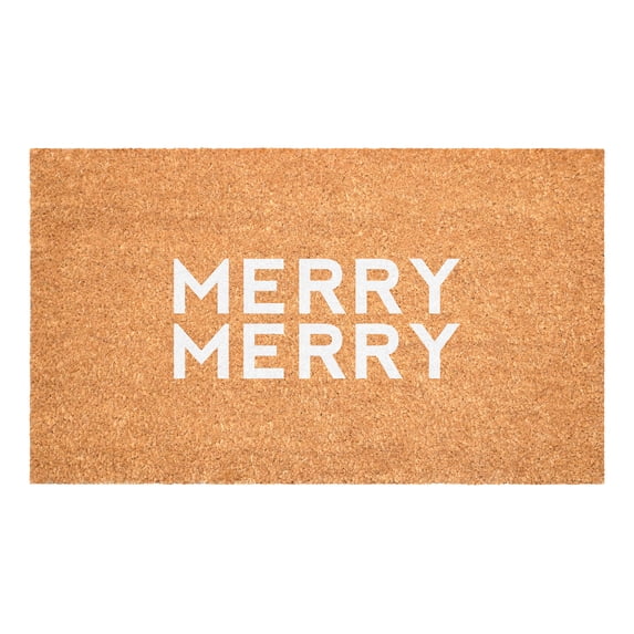 White Modern Merry Doormat 24" x 36"