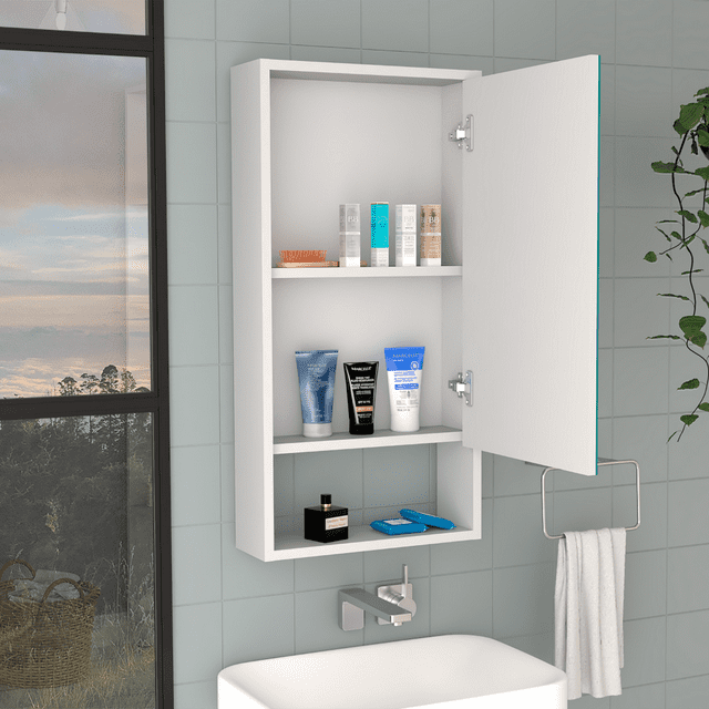 White Modern PNGCAN Medicine 35H” Single Door with Spacious Two