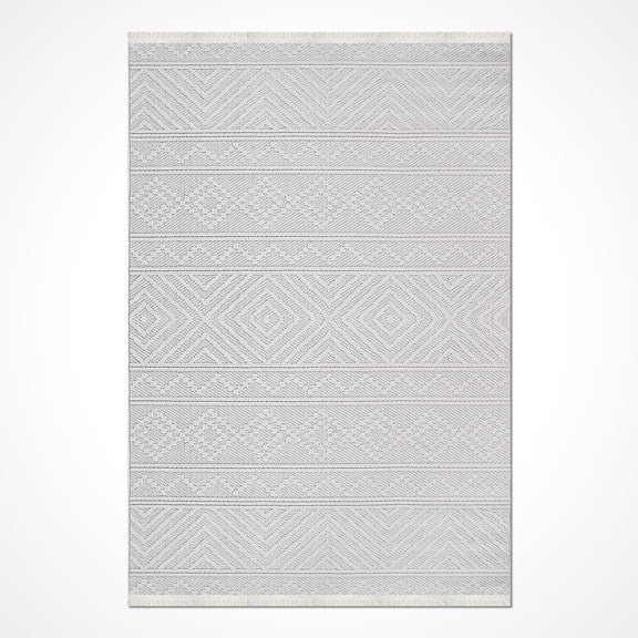 White Modern Polyester Area Rugs for Living Room Jacquard Textured Modern Rugs Soft Geometric Rug for Bedroom Mid Century Washable Rug Non-Slip Bohemian Carpet Perfect for Dining Room Office Beige