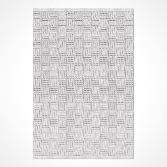 White Modern Polyester Area Rugs for Living Room Jacquard Textured Modern Rugs Soft Geometric Rug for Bedroom Mid Century Washable Rug Non-Slip Bohemian Carpet Perfect for Dining Room Office Beige