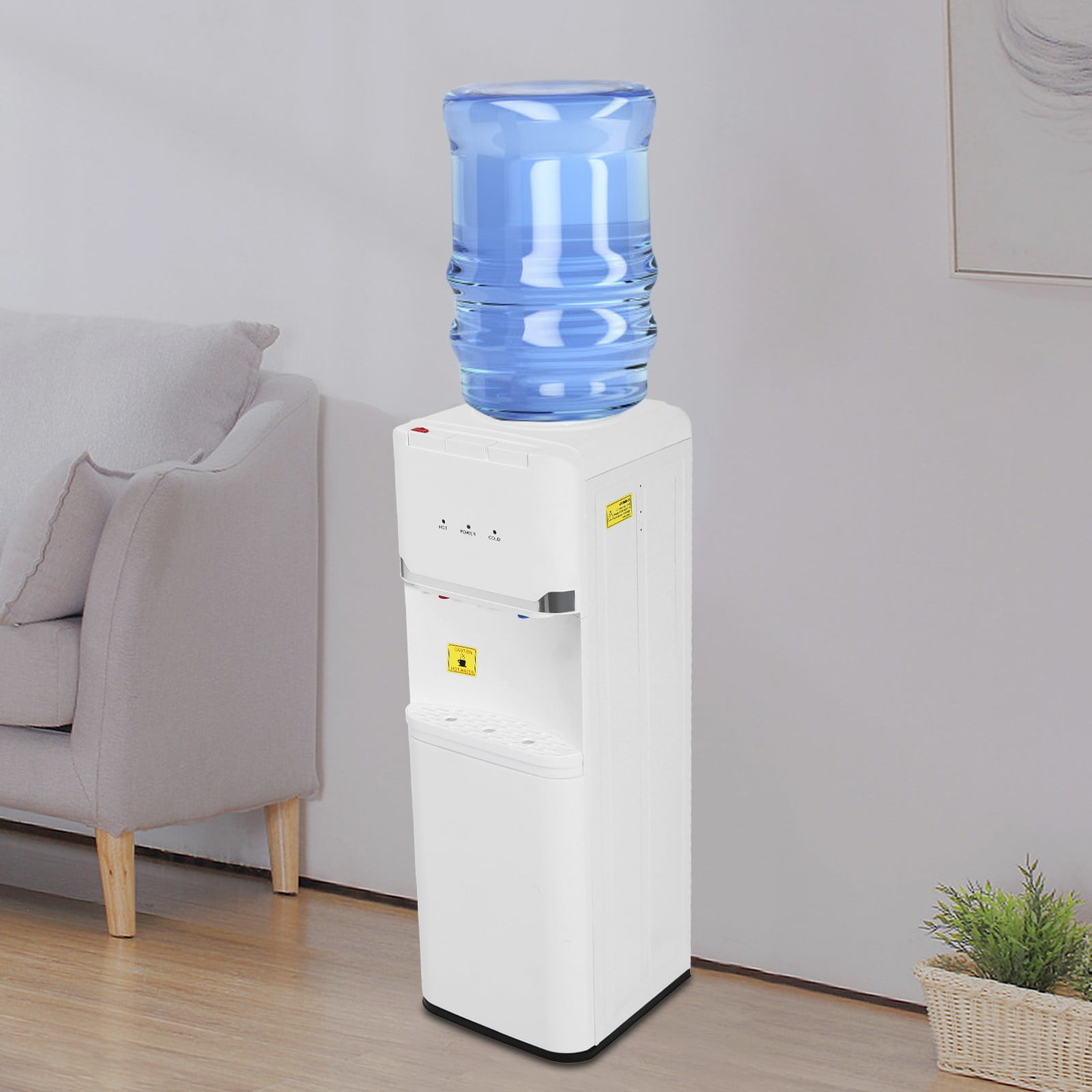 White Modern Rectangular Top Load Hot & Cold & Warm Water Dispenser for Living Room, Bedroom