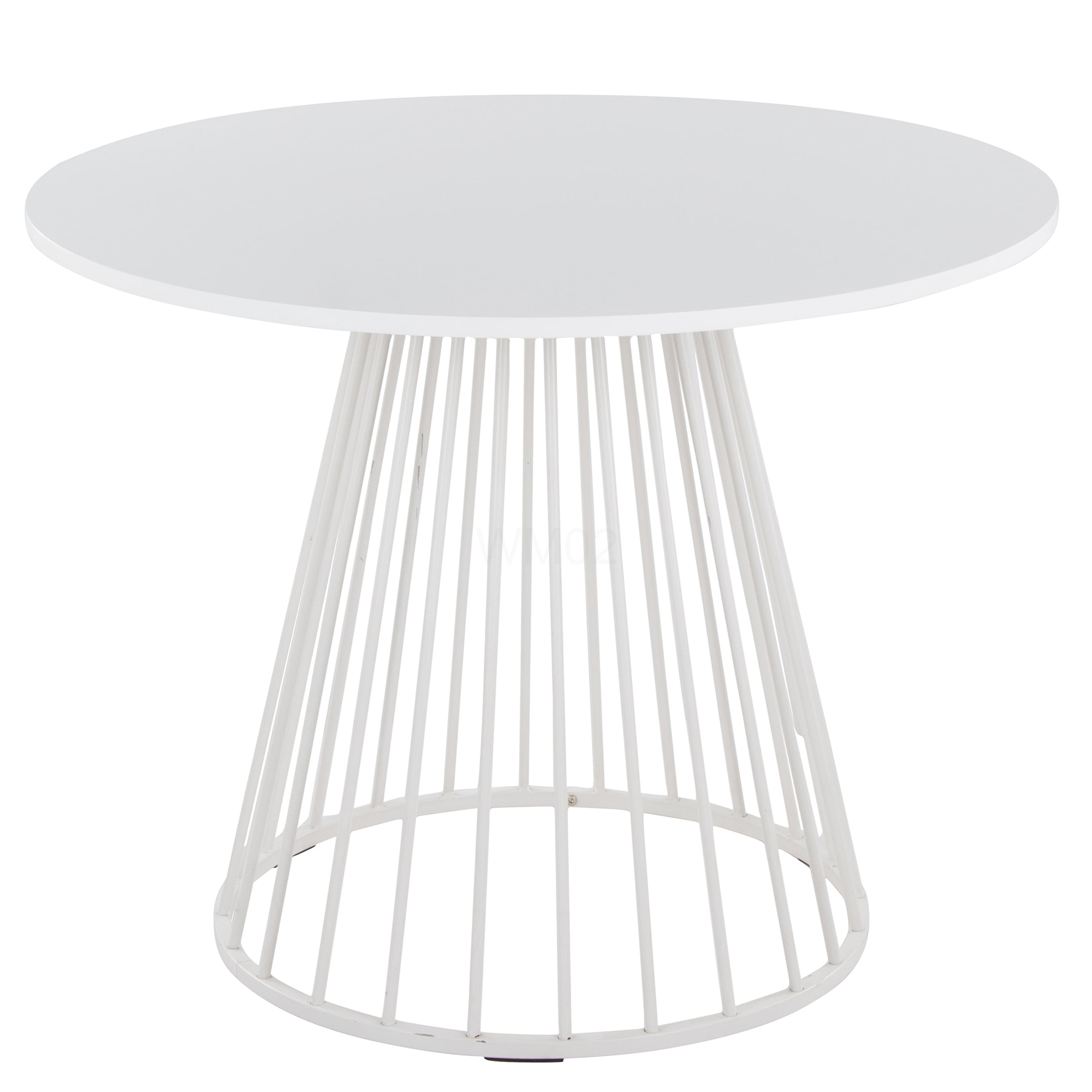 White Modern Round Dining Table with Metal Base, 4 Seater Glamorous ...