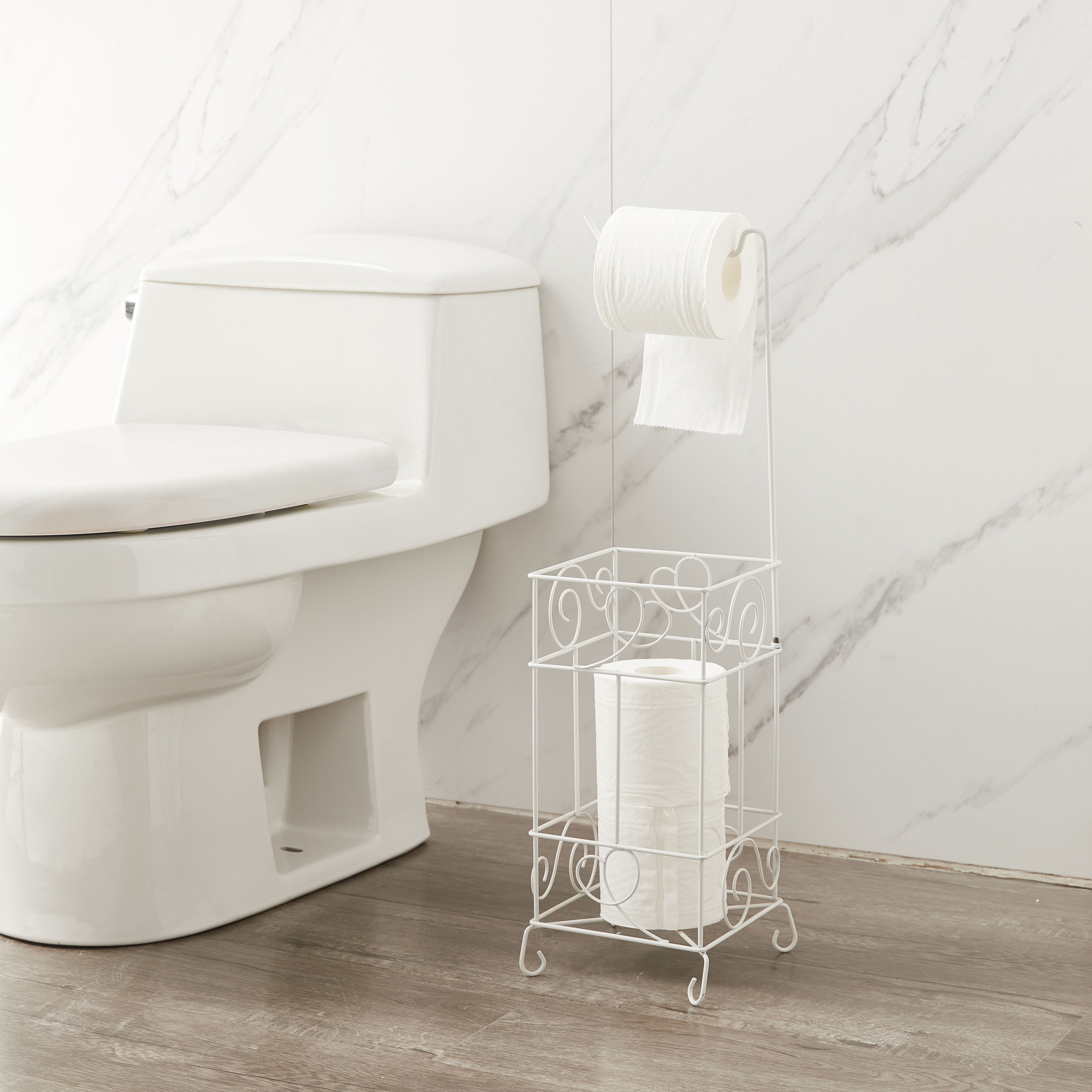 White Modern Toilet Paper Roll Storage Holder, Extra Storage For Toilet Tissues - Walmart.com