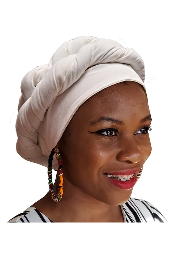 White Modu Hat Pre-tied Head Wrap