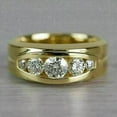 thumbnail image 1 of White Moissanite 2 Ct Round Cut Men's Wedding 5-Stone Ring 14K Yellow Gold Plated, 1 of 4