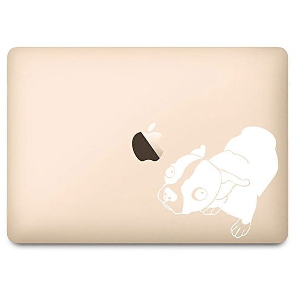 White Molly the Boston Terrier Decal for 12" Macbook