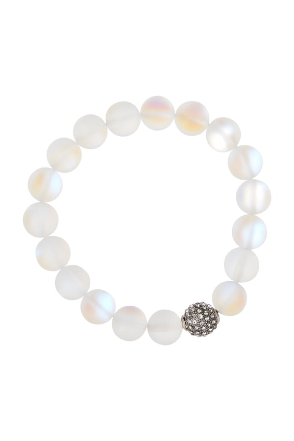 White Moonstone Bracelet - Signature Color Shop Bracelet with Genuine Moonstone Beads for Healing, Balance & Positive Energy, 6 Pack