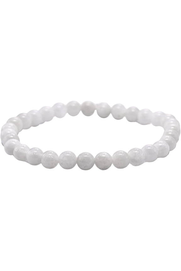 White Moonstone Crystal Bracelet - 6mm Beaded Bracelet and Healing Stones