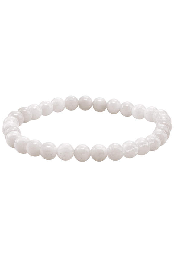 White Moonstone Crystal Bracelet - 6mm Beaded Bracelet and Healing Stones