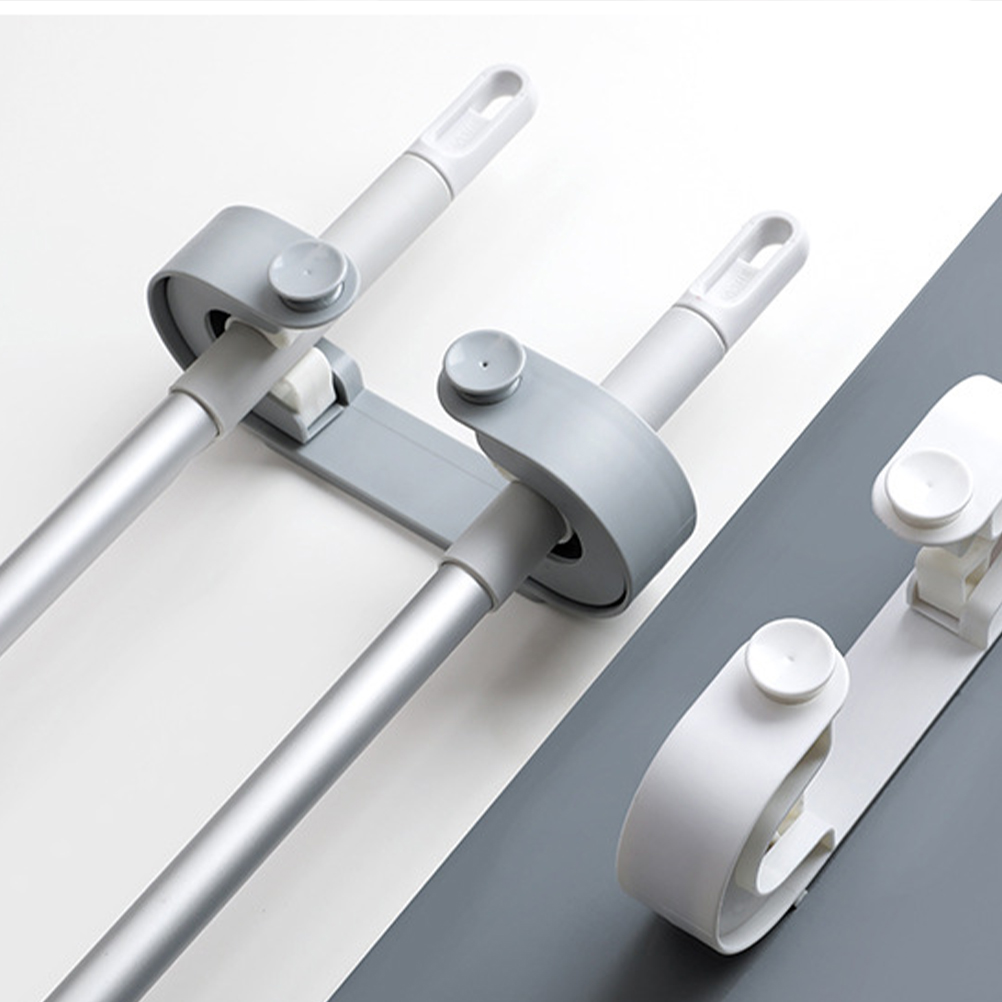 White Mops Hook Dustpan Hanger Wall Mounted Clothes Rack Broomstick