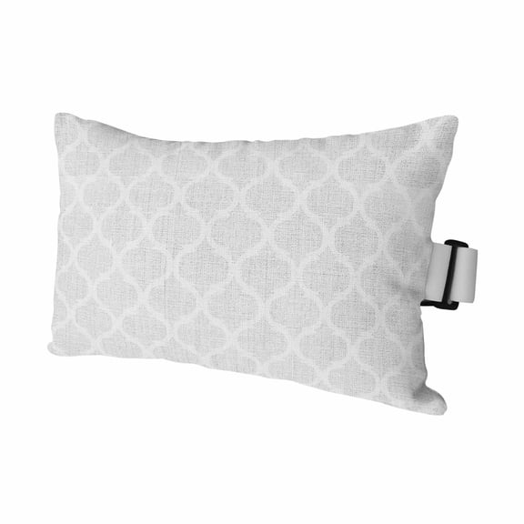 White Moroccan Outdoor Pillows for Chaise Lounge Chair Waterproof Lumbar Pillows with Insert&Strap Beach Headrest Pillow Boho Morocco Geometric Quatrefoil Grid Pillow for Patio Pool 11"x16"