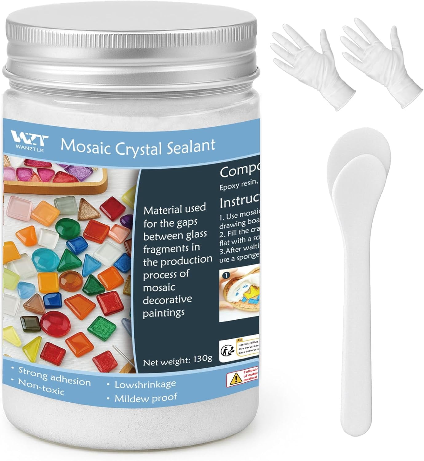 White Mosaic Crystal Grout 130g Mosaic Tile Accessories No Water white-mosaic-crystal-grout-130g-mosaic-tile-accessories-no-water
