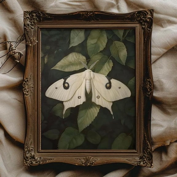 White Moth Moth Art Dark Academia Wall Art Moody Decor For Dorm Room White Butterfly Poster Vintage Art Poster Whimsigoth Art Gothic, 16x24 UNFRAMED