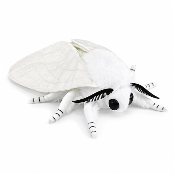 White Moth Plush Toy, Realistic Moth Stuffed Animal with Black Antennae, Soft Insect Plush for Bug Lovers, Nature Enthusiasts and Collectors