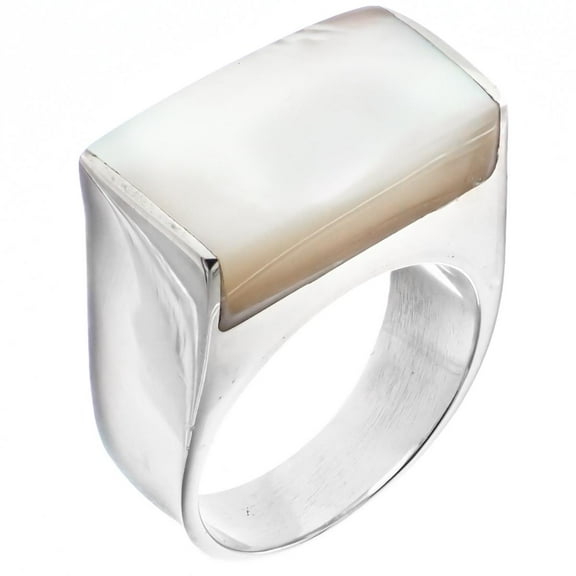 White Mother Of Pearl Shell Handmade 925 Sterling Silver Ring