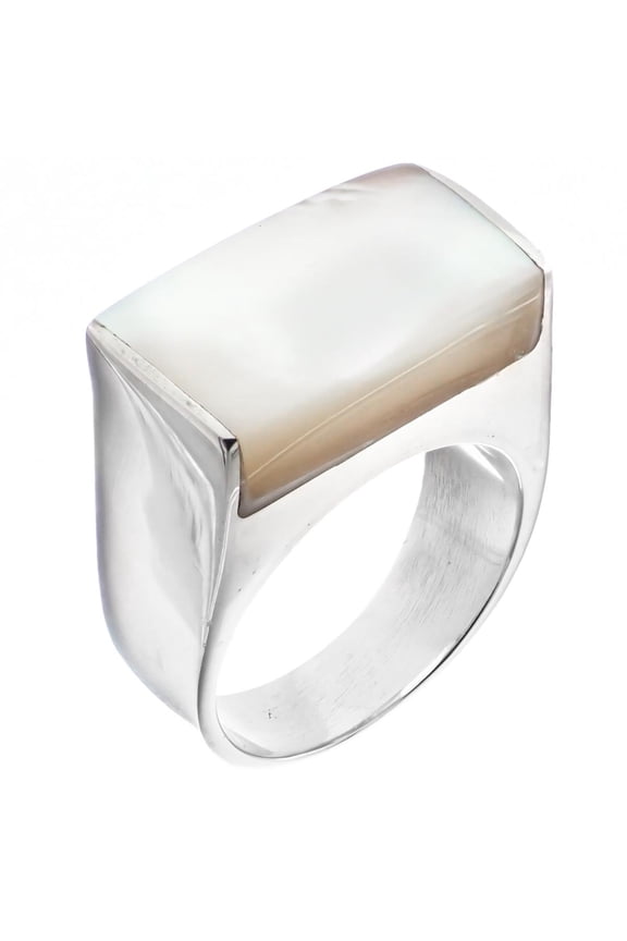 White Mother Of Pearl Shell Handmade 925 Sterling Silver Ring