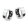 thumbnail image 1 of White Mother of Pearl Inlay Sterling Silver Huggie Hoop Lock Earrings, 1 of 5