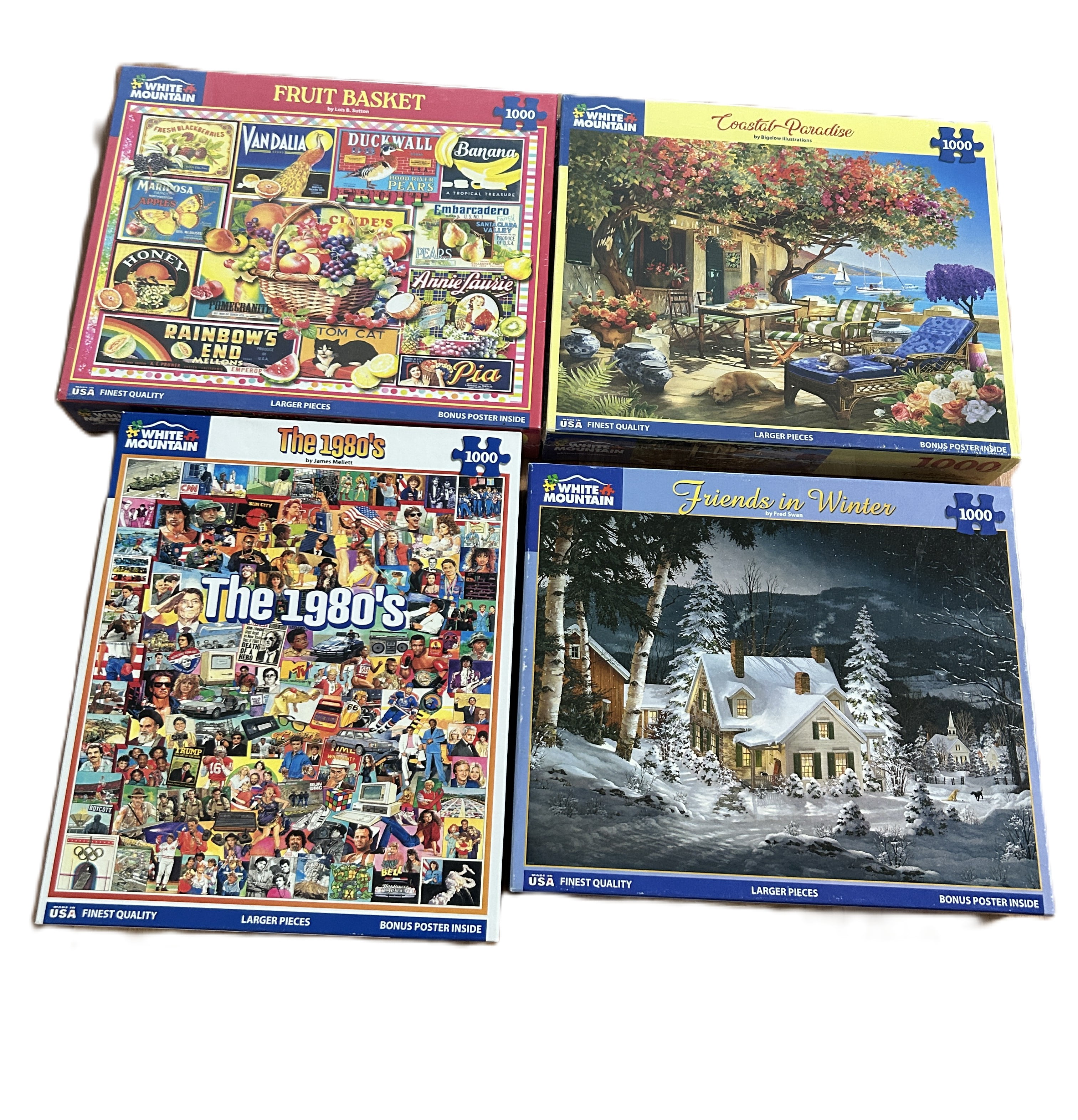 White Mountain Jigsaw Puzzles, 1000-Piece, Larger Pieces, 4-Pack
