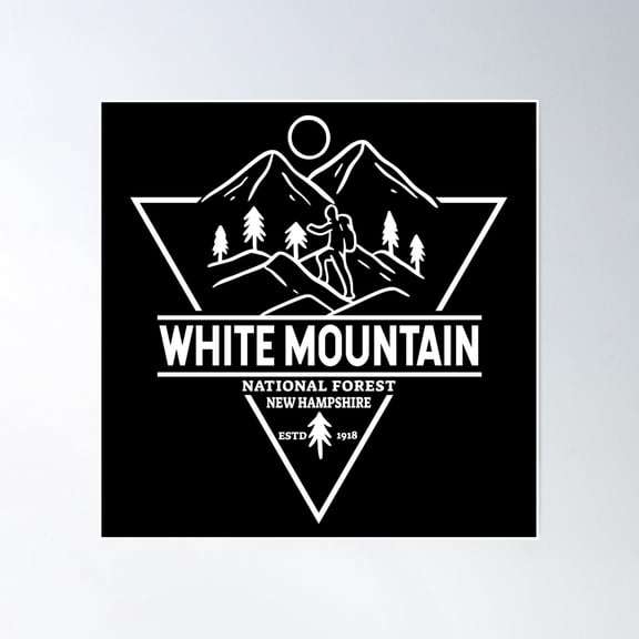 White Mountain National Forest Badge Poster Wall Art, Modern Wall Decor, 16x16 UNFRAMED