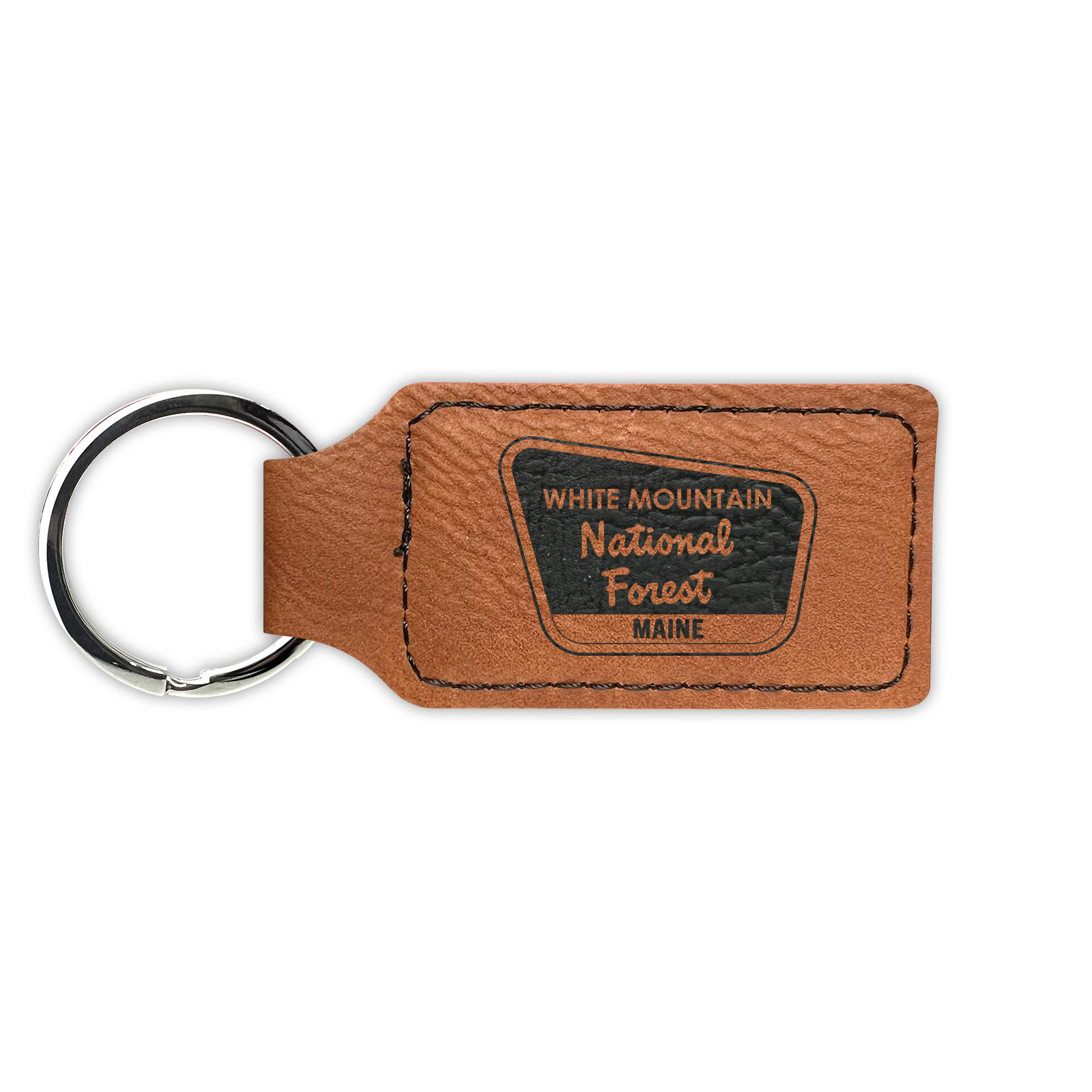 White Mountain National Forest Keychain Leatherette Rectangle Laser