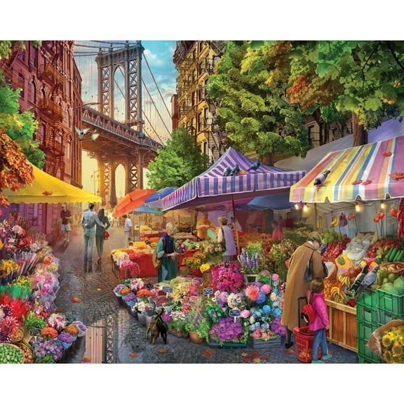 White Mountain Puzzles, Flower Market 1000 Piece Puzzle