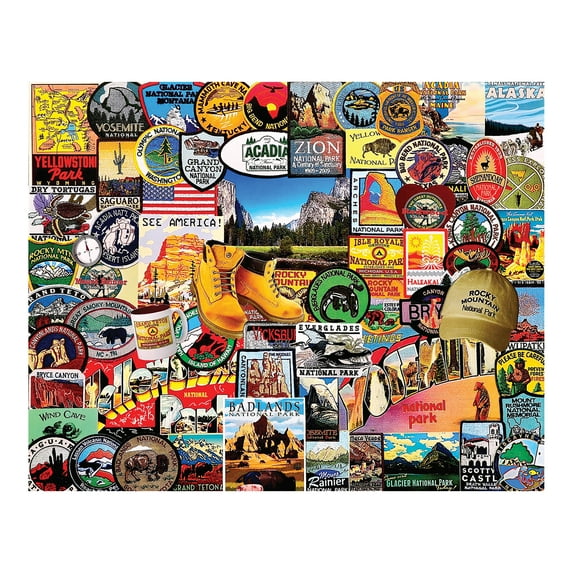 White Mountain Puzzles National Park Badges - 1000 Piece Jigsaw Puzzle