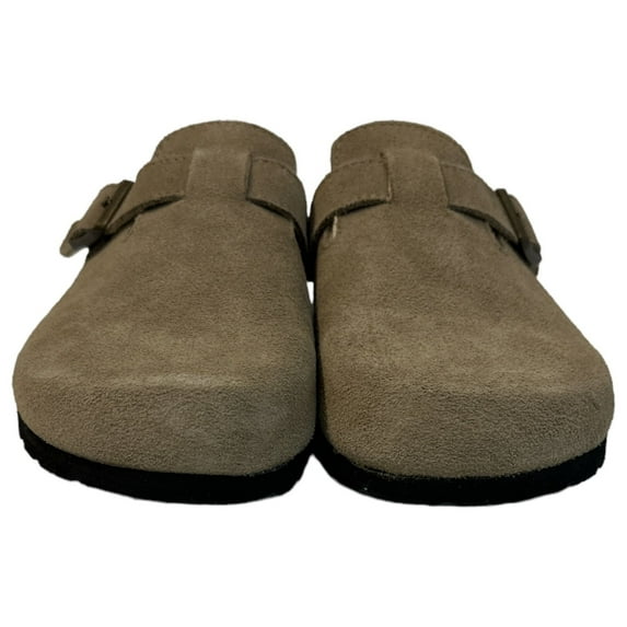 White Mountain Women's Bari Leather Slip-On All-Day Comfort Clog (Taupe Suede, 9)