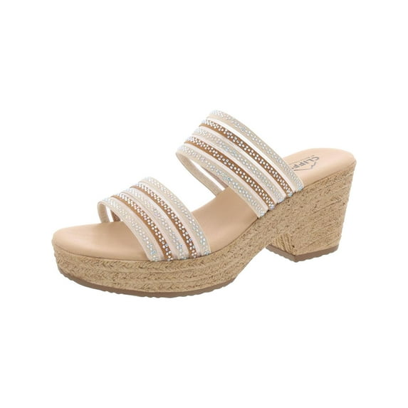 Cliffs by White Mountain Womens Faux Leather Block Heel Slide