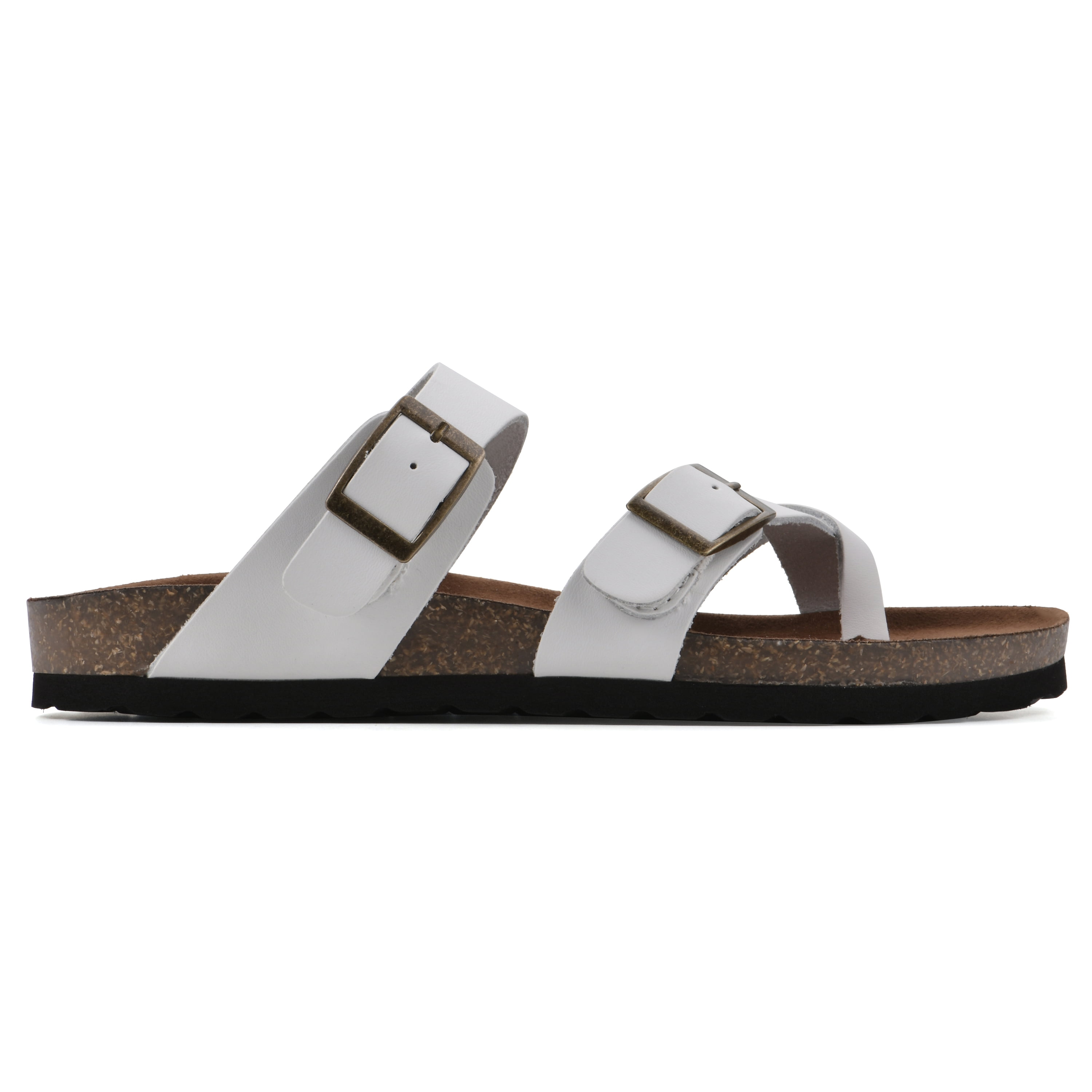 White Mountain Womens Gracie Leather Flat Footbed Sandals