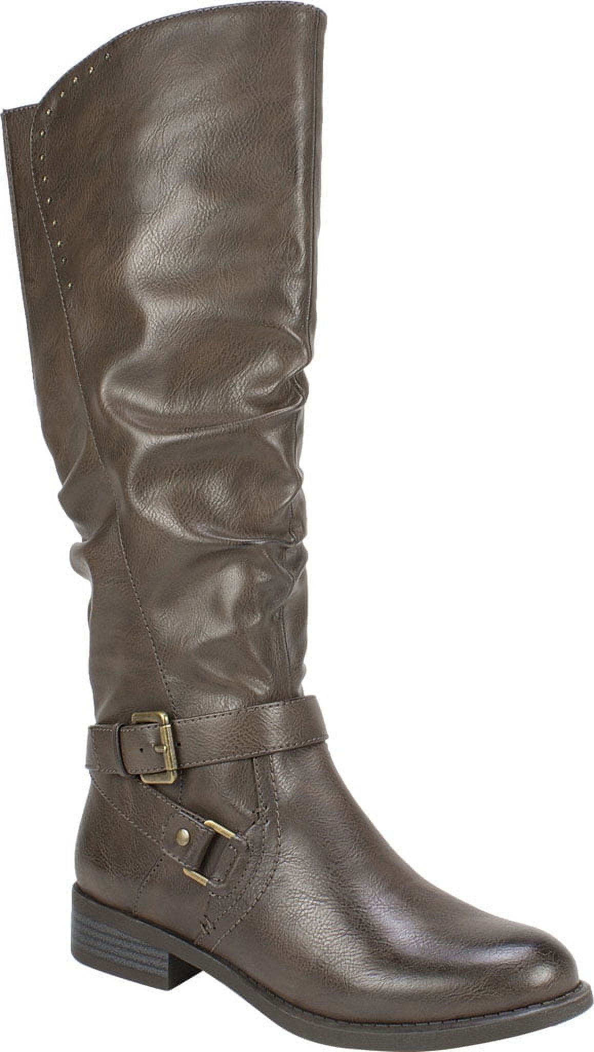 WHITE MOUNTAIN Women's Liona Knee High Boot – Stretch Gore, Crisscross Straps & Full Zipper