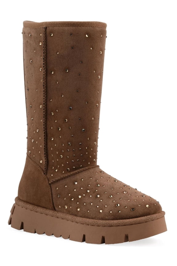 Women's Mid Calf Rhinestone Cozy Boot