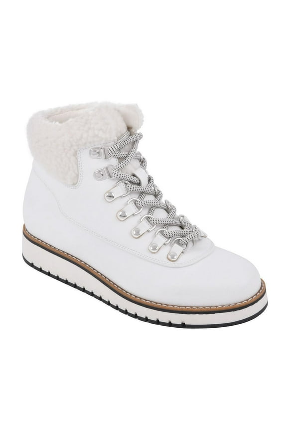 Shoes Cozy Women's Lace-up Hiker Bootie, White/Smooth, 8 M