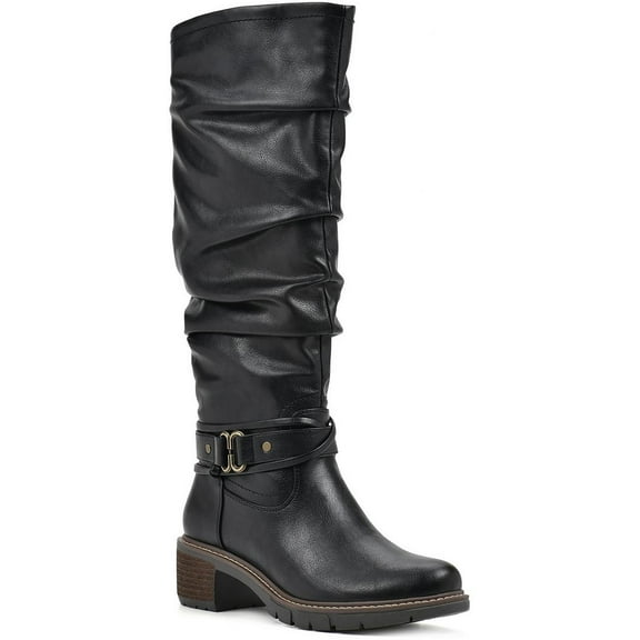 White Mountain Womens Crammers Faux Leather Slouchy Knee-High Boots