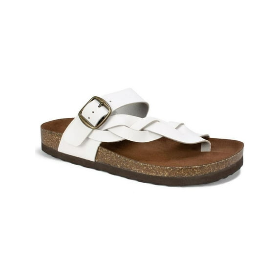 White Mountain Womens Crawford Leather Flat Thong Sandals