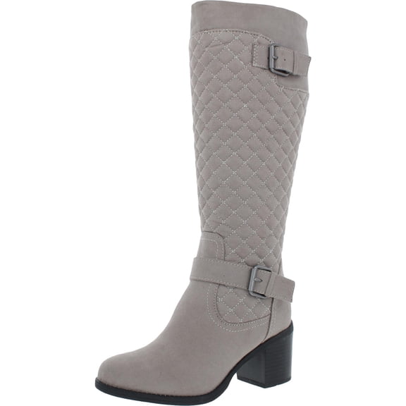 White Mountain Womens Damask Faux Leather Quilted Knee-High Boots