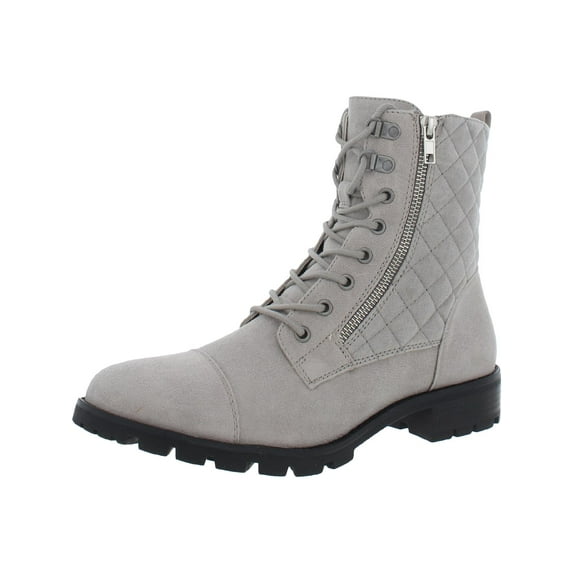 White Mountain Womens Dashing Faux Suede Quilted Combat & Lace-up Boots