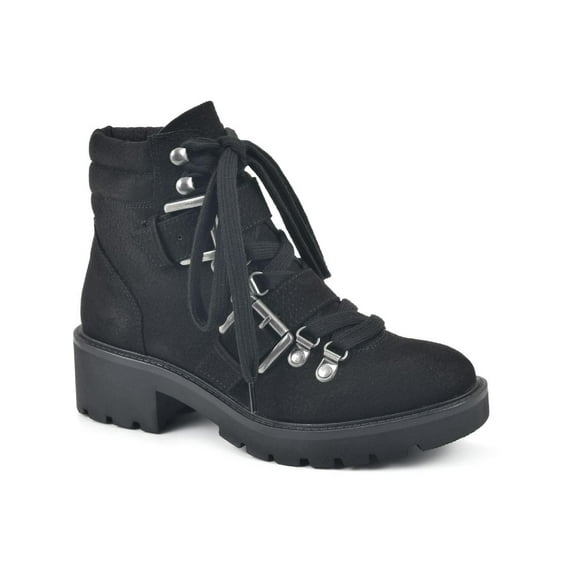 White Mountain Womens Day Time Faux Suede Lugged Sole Ankle Boots