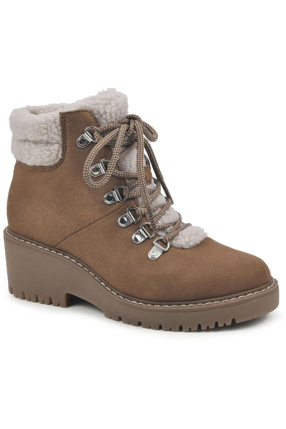 Womens Dynamite Faux Suede Lugged Sole Ankle Boots