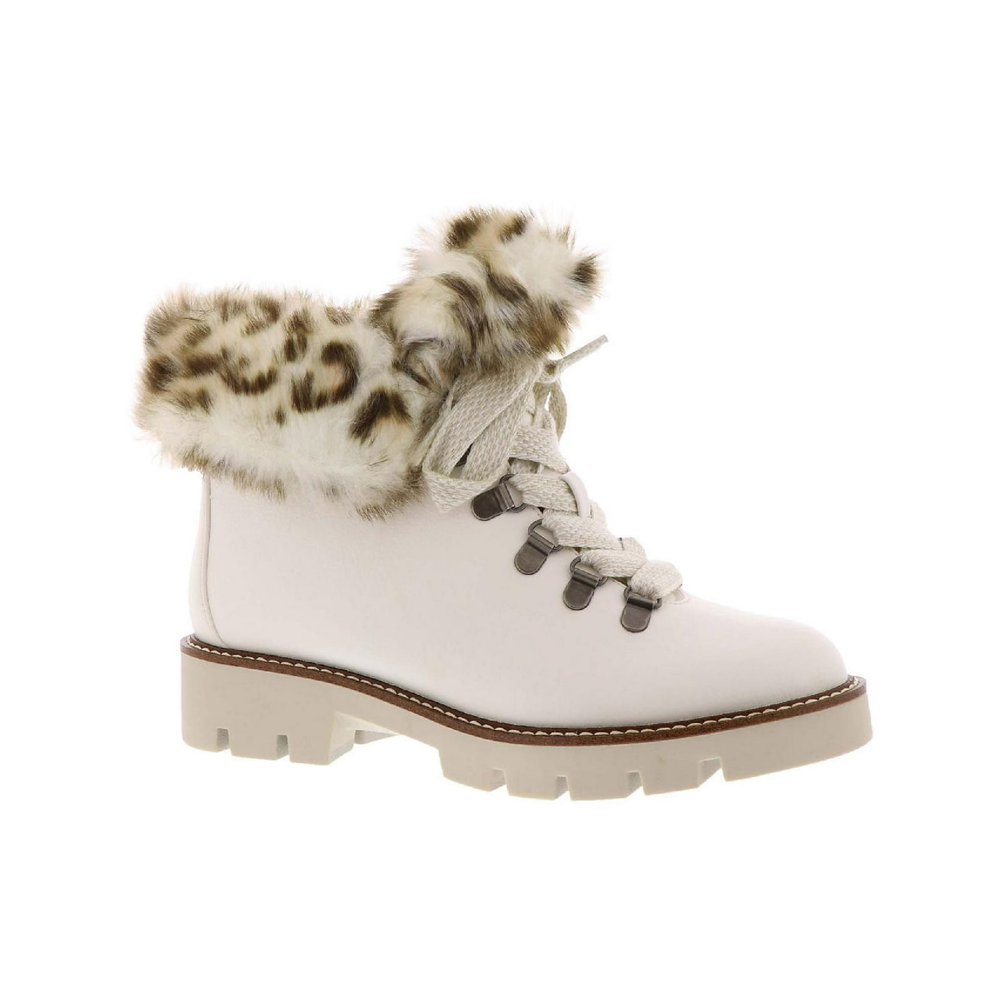 White Mountain Womens Glamorous Faux Leather Faux Fur Combat & Lace-up Boots  