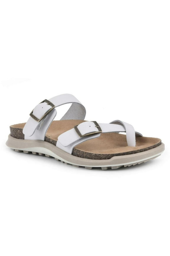 Womens Hazy Cork Leather Footbed Sandals