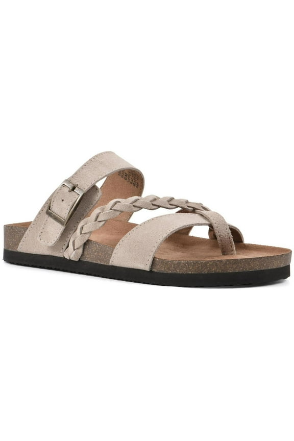 Womens Hazy Cork Leather Footbed Sandals