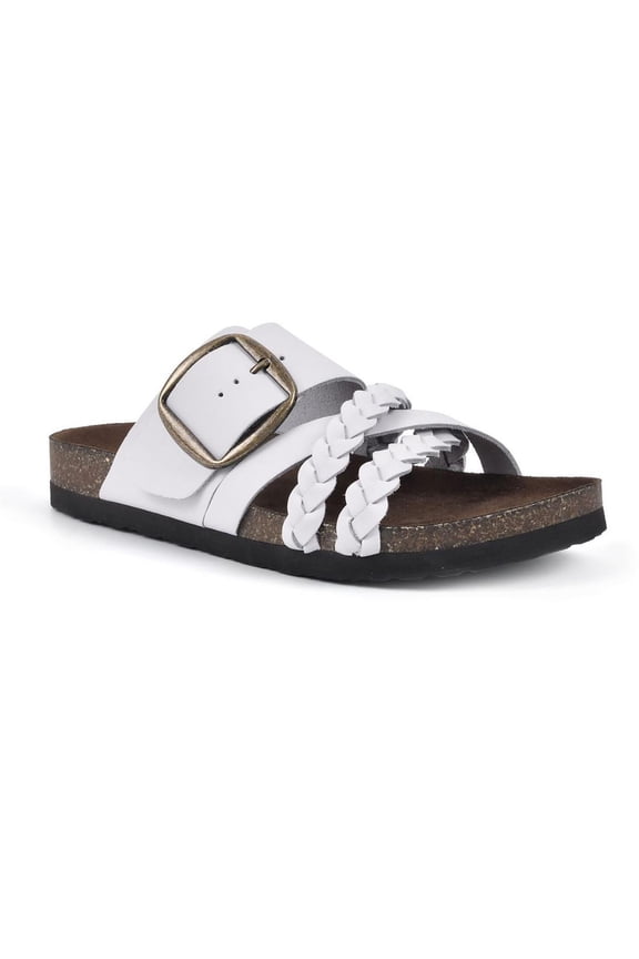 White Mountain Womens Healing Nubuck Slip On Footbed Sandals