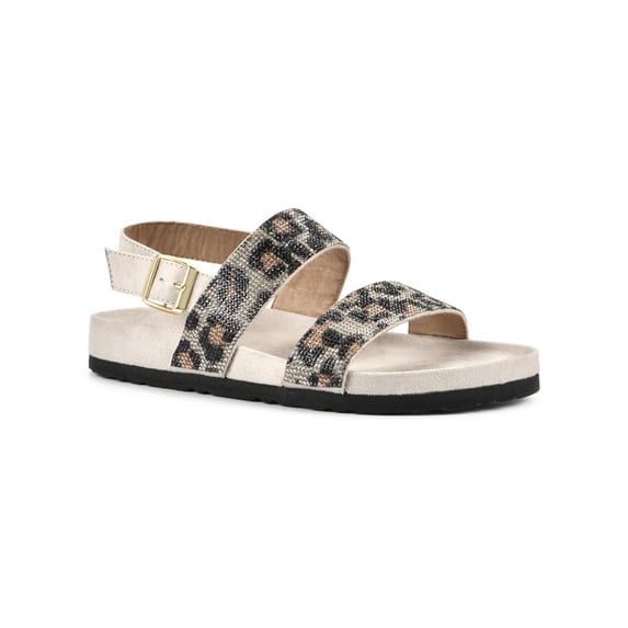 White Mountain Womens Hesistant Buckle Slip On Slingback Sandals
