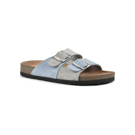 White Mountain Womens Hippy Slip On Leather Slide Sandals