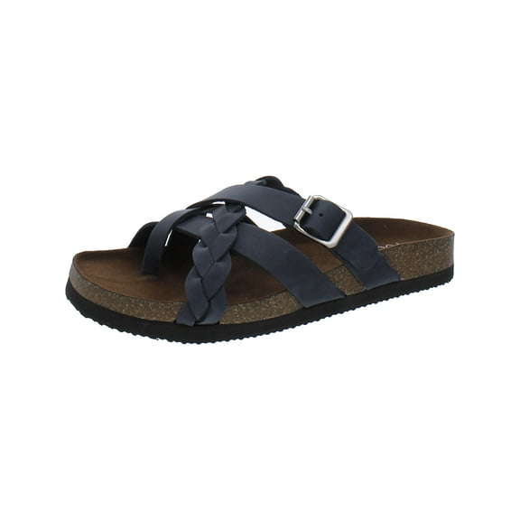 White Mountain Womens Leather Braided Slide Sandals