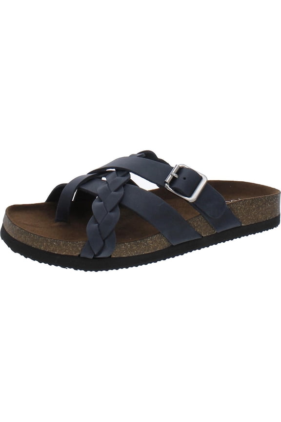 Womens Leather Braided Slide Sandals